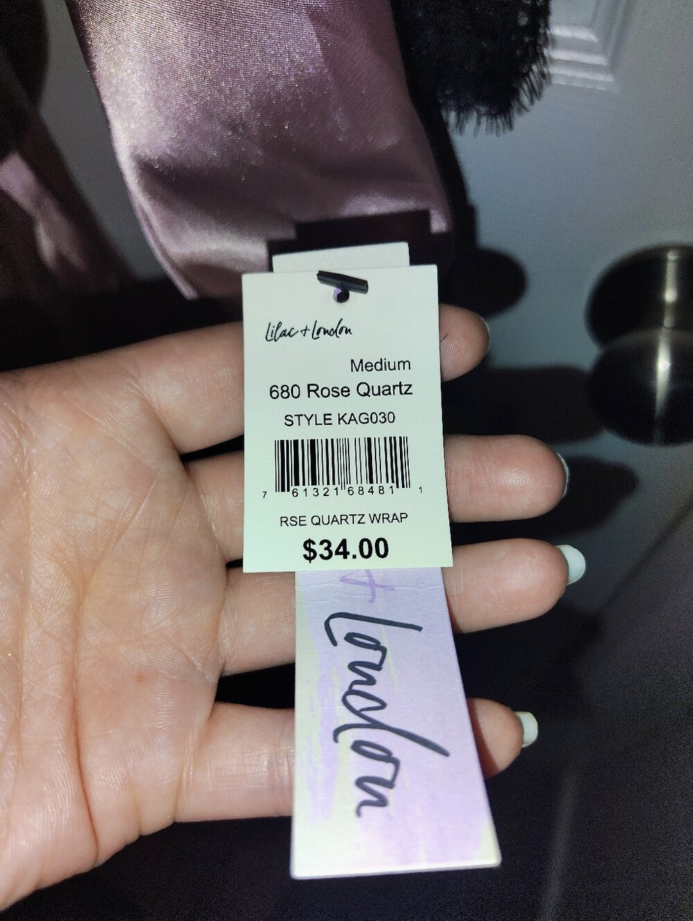 Lilac & London Rose Quartz With Black Trim Robe - Picture 5 of 5
